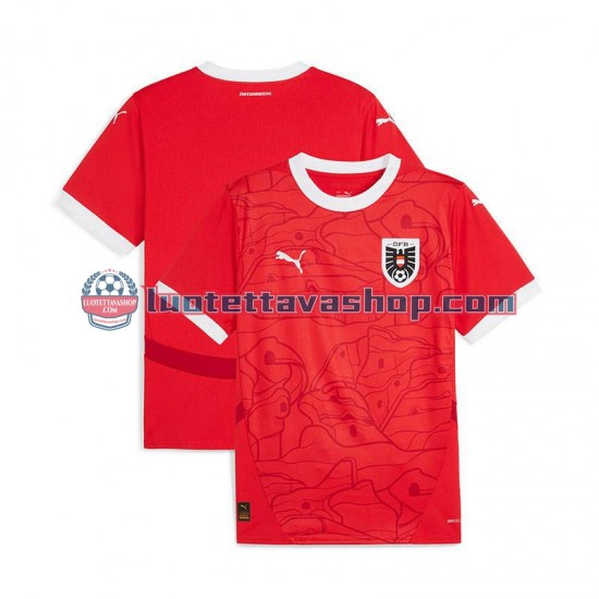 Miehet Itävalta Euro 2024 Punainen Lyhythihainen Fanipaita ,Koti