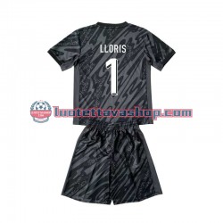 Lapset Ranska Maalivahdin Hugo Lloris 1 Euro 2024 Musta Lyhythihainen Fanipaita ,Vieras