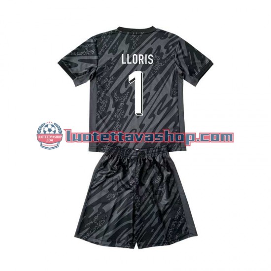 Lapset Ranska Maalivahdin Hugo Lloris 1 Euro 2024 Musta Lyhythihainen Fanipaita ,Vieras