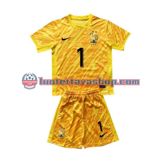 Lapset Ranska Maalivahdin Hugo Lloris 1 Euro 2024 Keltainen Lyhythihainen Fanipaita ,Koti