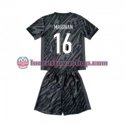 Lapset Ranska Maalivahdin Mike Maignan 16 Euro 2024 Musta Lyhythihainen Fanipaita ,Vieras