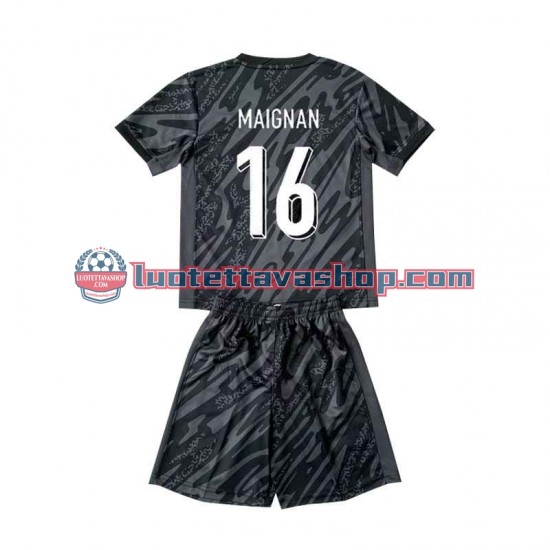 Lapset Ranska Maalivahdin Mike Maignan 16 Euro 2024 Musta Lyhythihainen Fanipaita ,Vieras