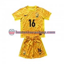 Lapset Ranska Maalivahdin Mike Maignan 16 Euro 2024 Keltainen Lyhythihainen Fanipaita ,Koti