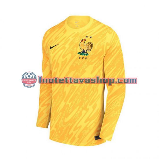 Miehet Ranska Maalivahdin Euro 2024 Keltainen Pitkähihainen Fanipaita ,Koti