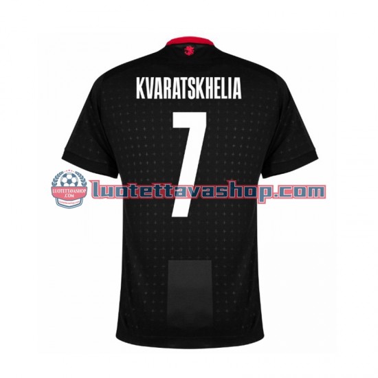 Miehet Georgia Kvaratskhelia 7 Euro 2024 Musta Lyhythihainen Fanipaita ,Vieras