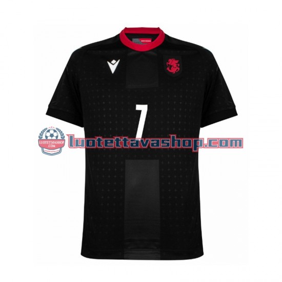 Miehet Georgia Kvaratskhelia 7 Euro 2024 Musta Lyhythihainen Fanipaita ,Vieras