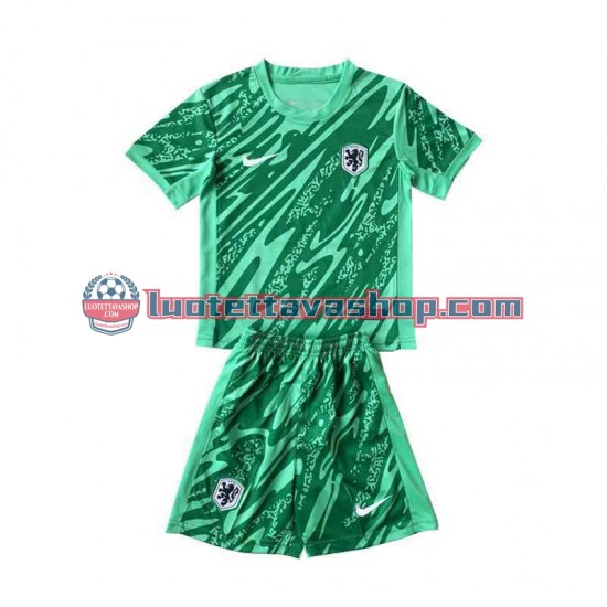 Lapset Alankomaat Maalivahdin Euro 2024 Vihreä Lyhythihainen Fanipaita ,Koti