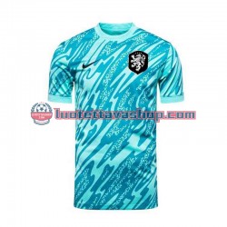 Miehet Alankomaat Maalivahdin Euro 2024 Sininen Lyhythihainen Fanipaita ,Kolmas