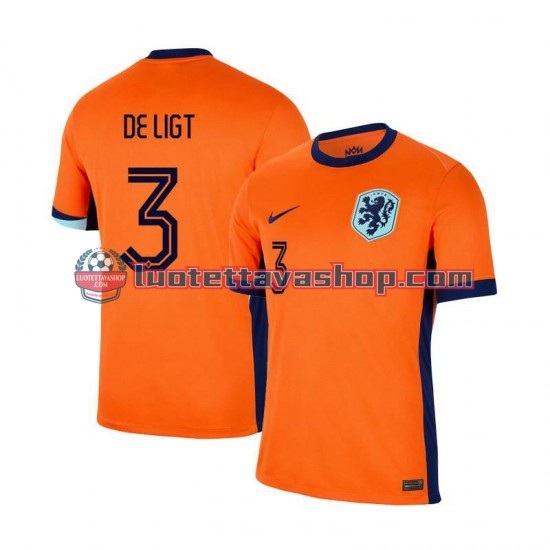 Miehet Alankomaat Matthijs de Ligt 3 Euro 2024 Lyhythihainen Fanipaita ,Koti