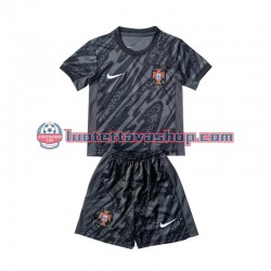 Lapset Portugali Maalivahdin Euro 2024 Musta Lyhythihainen Fanipaita ,Vieras