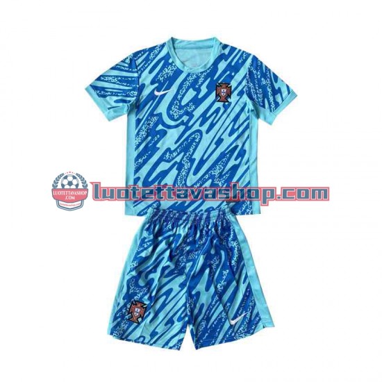 Lapset Portugali Maalivahdin Euro 2024 Sininen Lyhythihainen Fanipaita ,Kolmas