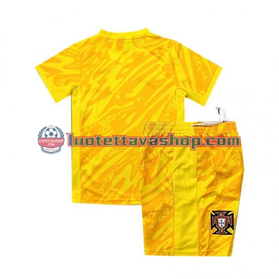 Lapset Portugali Maalivahdin Euro 2024 Keltainen Lyhythihainen Fanipaita ,Koti