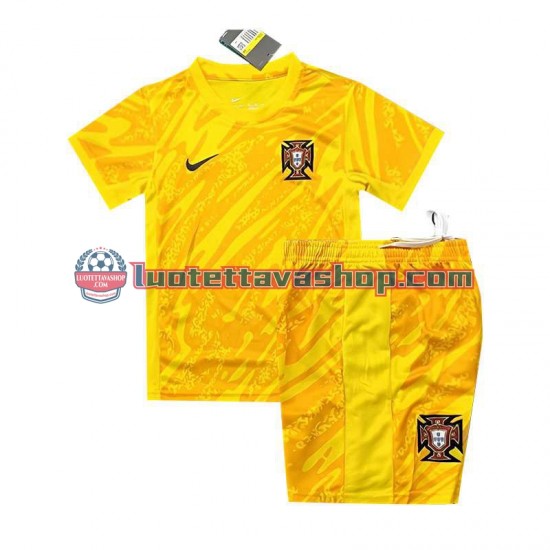 Lapset Portugali Maalivahdin Euro 2024 Keltainen Lyhythihainen Fanipaita ,Koti