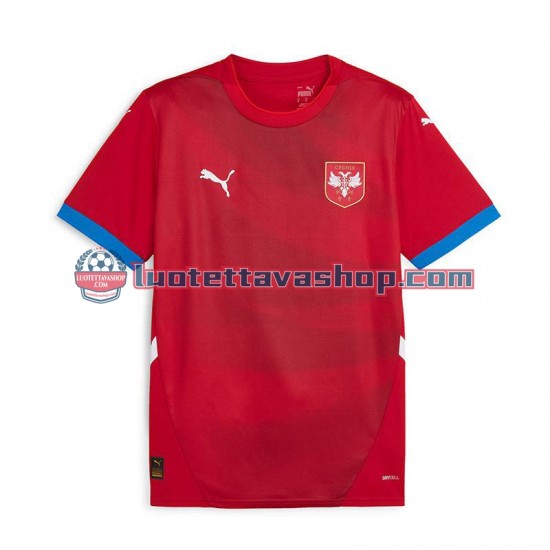 Miehet Serbia Euro 2024 Punainen Lyhythihainen Fanipaita ,Koti
