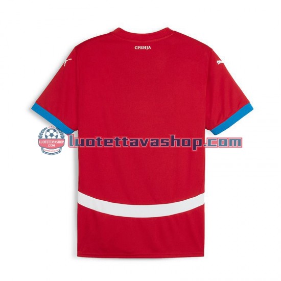 Miehet Serbia Euro 2024 Punainen Lyhythihainen Fanipaita ,Koti