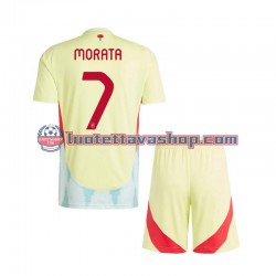 Lapset Espanja Alvaro Morata 7 Euro 2024 Lyhythihainen Fanipaita ,Vieras