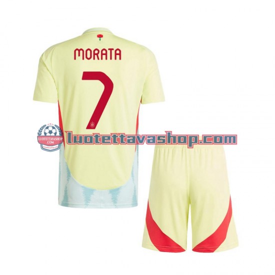 Lapset Espanja Alvaro Morata 7 Euro 2024 Lyhythihainen Fanipaita ,Vieras