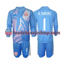 Lapset Costa Rica Maalivahdin Keylor Navas 1 2024 Sininen Pitkähihainen Fanipaita ,Koti