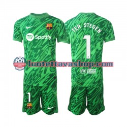 Lapset FC Barcelona Maalivahdin Ter Stegen 1 2024-2025 Vihreä Lyhythihainen Fanipaita ,Koti