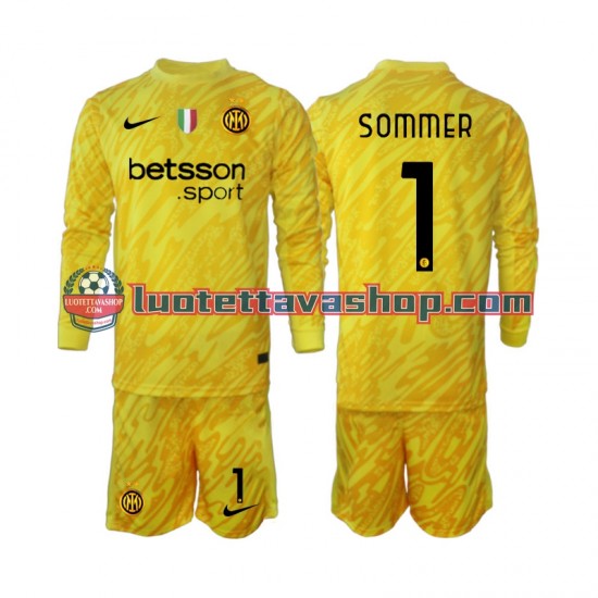 Lapset Inter Milan Maalivahdin Yann Sommer 1 2024-2025 Pitkähihainen Fanipaita ,Vieras