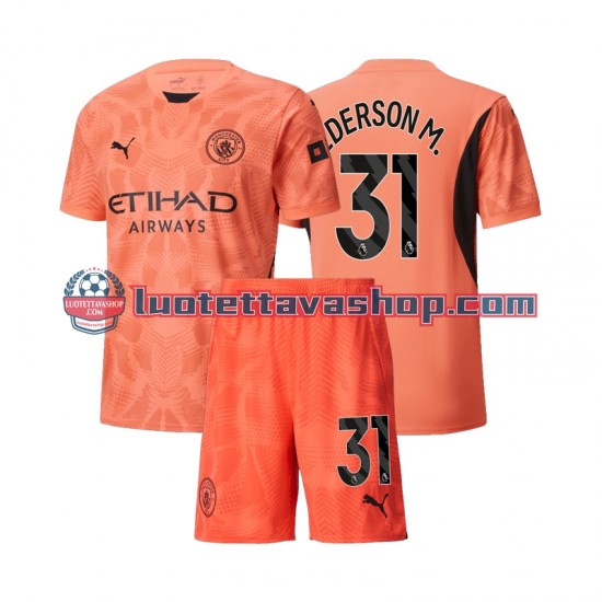 Lapset Manchester City Maalivahdin Ederson Moraes 31 2024-2025 Lyhythihainen Fanipaita ,Vieras