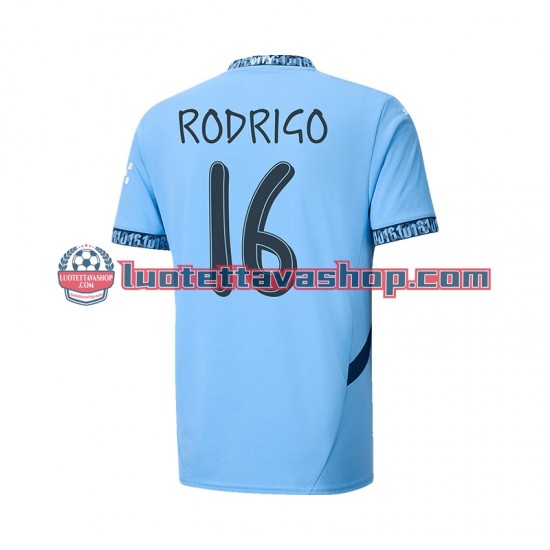 Miehet Manchester City UCL Font RODRIGO 16 2024-2025 Lyhythihainen Fanipaita ,Koti