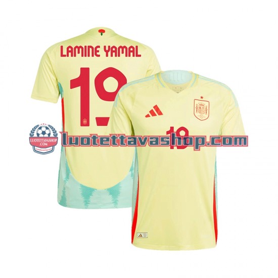 Miehet Espanja LAMINE YAMAL 19 Euro 2024 Lyhythihainen Fanipaita ,Vieras