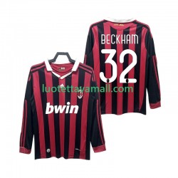 Miehet AC Milan BECKHAM 32 Retro 2009 2010 Pitkähihainen Fanipaita ,Koti