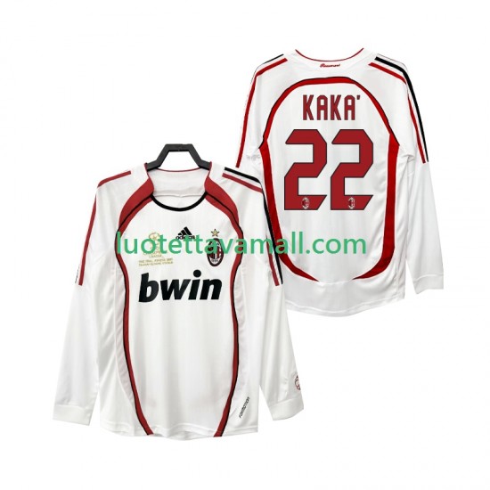 Miehet AC Milan KAKA 22 Retro 2006 2007 Pitkähihainen Fanipaita ,Vieras
