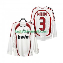 Miehet AC Milan MALDINI 3 Retro 2006 2007 Pitkähihainen Fanipaita ,Vieras