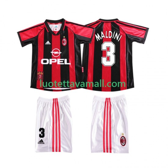 Lapset AC Milan MALDINI 3 Retro 1998 1999 Lyhythihainen Fanipaita ,Koti