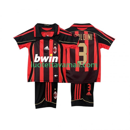 Lapset AC Milan MALDINI 3 Retro 2006 2007 Lyhythihainen Fanipaita ,Koti