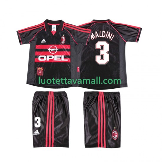 Lapset AC Milan MALDINI 3 Retro 1998 1999 Lyhythihainen Fanipaita ,Kolmas