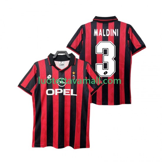 Miehet AC Milan MALDINI 3 Retro 1995 1996 Lyhythihainen Fanipaita ,Koti