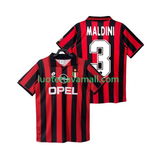Miehet AC Milan MALDINI 3 Retro 1996 1997 Lyhythihainen Fanipaita ,Koti