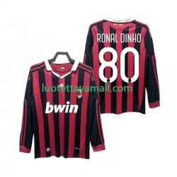 Miehet AC Milan RONALDINHO 80 Retro 2009 2010 Pitkähihainen Fanipaita ,Koti