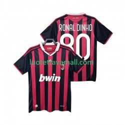 Miehet AC Milan RONALDINHO 80 Retro 2009 2010 Lyhythihainen Fanipaita ,Koti