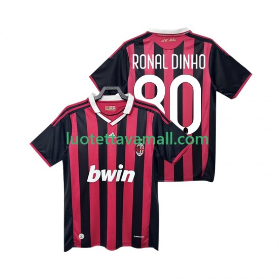 Miehet AC Milan RONALDINHO 80 Retro 2009 2010 Lyhythihainen Fanipaita ,Koti