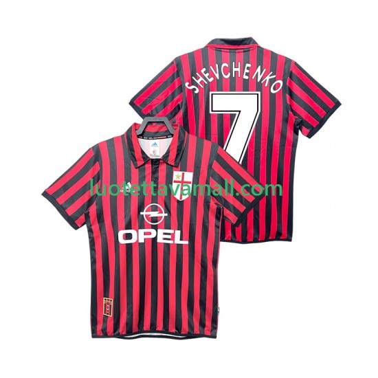 Miehet AC Milan SHEVCHENKO 7 Retro 1999 2000 Lyhythihainen Fanipaita ,Koti