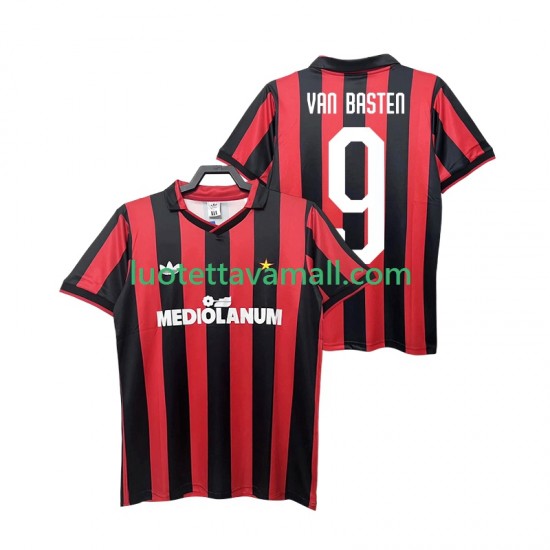 Miehet AC Milan VAN BASTEN 9 Retro 1990 1991 Lyhythihainen Fanipaita ,Koti