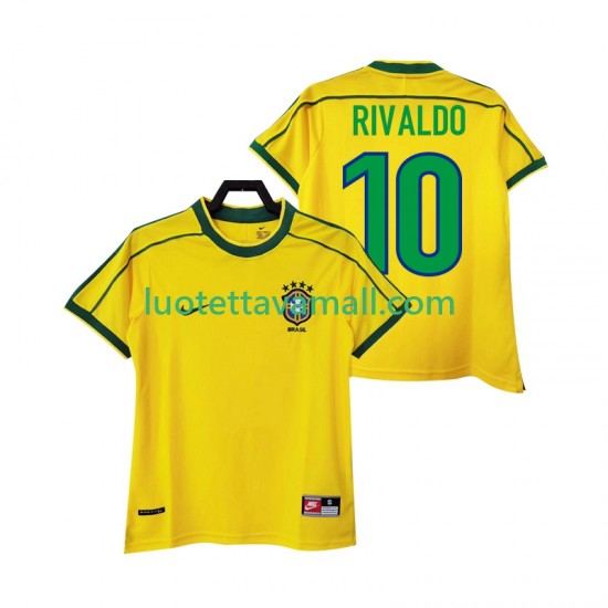 Miehet Brasilia RIVALDO 10 Retro 1998 Lyhythihainen Fanipaita ,Koti