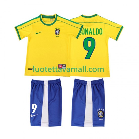 Lapset Brasilia Ronaldo 9 Retro 1998 Lyhythihainen Fanipaita ,Koti