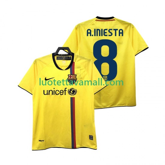Miehet FC Barcelona A INIESTA 8 Retro 2008 2009 Lyhythihainen Fanipaita ,Vieras