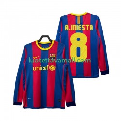 Miehet FC Barcelona A INIESTA 8 Retro 2010 2011 Pitkähihainen Fanipaita ,Koti