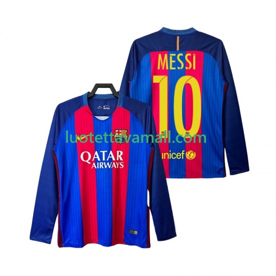Miehet FC Barcelona Lionel Messi 10 Retro 2016 2017 Pitkähihainen Fanipaita ,Koti