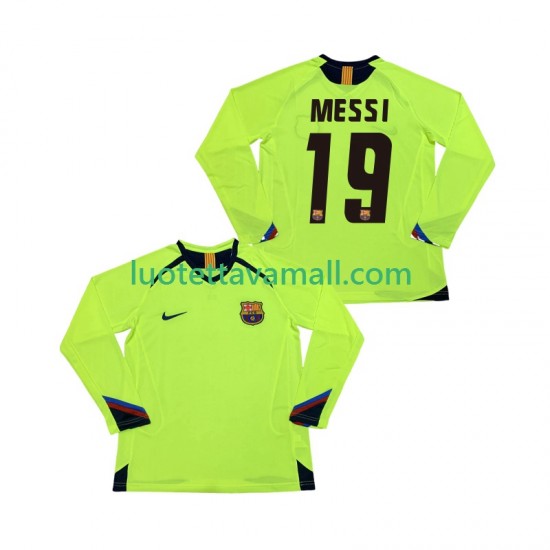 Miehet FC Barcelona Lionel Messi 19 Retro 2005 2006 Pitkähihainen Fanipaita ,Vieras