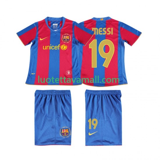 Lapset FC Barcelona Lionel Messi 19 Retro 2007 2008 Lyhythihainen Fanipaita ,Koti