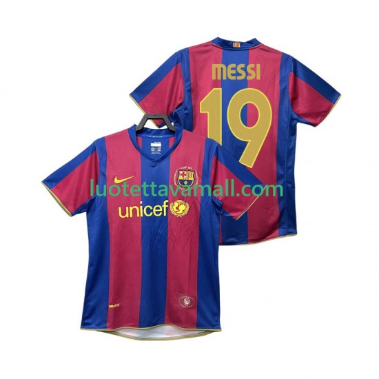 Miehet FC Barcelona Lionel Messi 19 Retro 2007 2008 Lyhythihainen Fanipaita ,Koti
