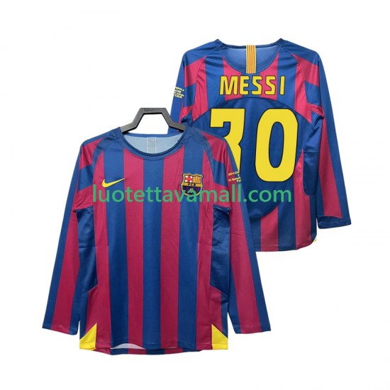 Miehet FC Barcelona Lionel Messi 30 Retro Champions League 2005 2006 Pitkähihainen Fanipaita ,Koti