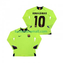 Miehet FC Barcelona RONALDINHO 10 Retro 2005 2006 Pitkähihainen Fanipaita ,Vieras